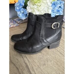 Born Womens Mohan Chelsea Boots Size 8.5 Black Leather Buckle Ankle Moto Biker
